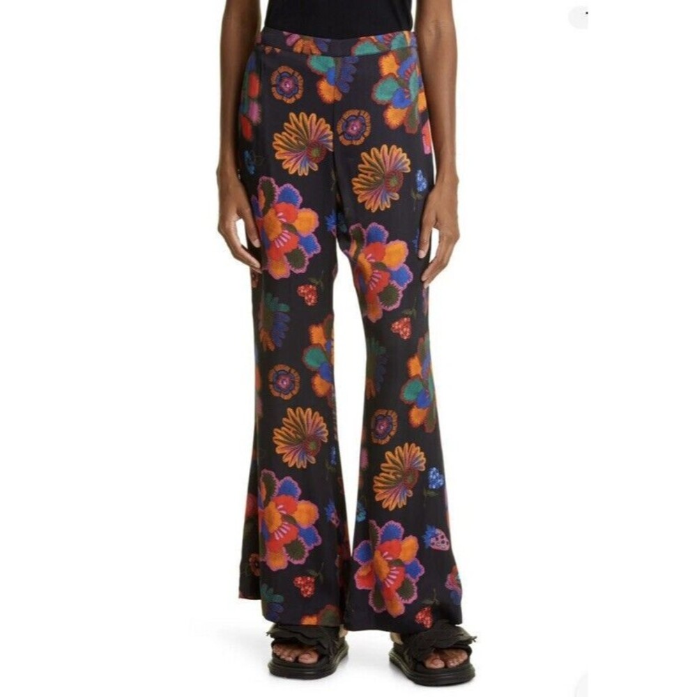 Farm Rio womens Lily's Garden Flare Floral Pants size Small x 32" inseam $175